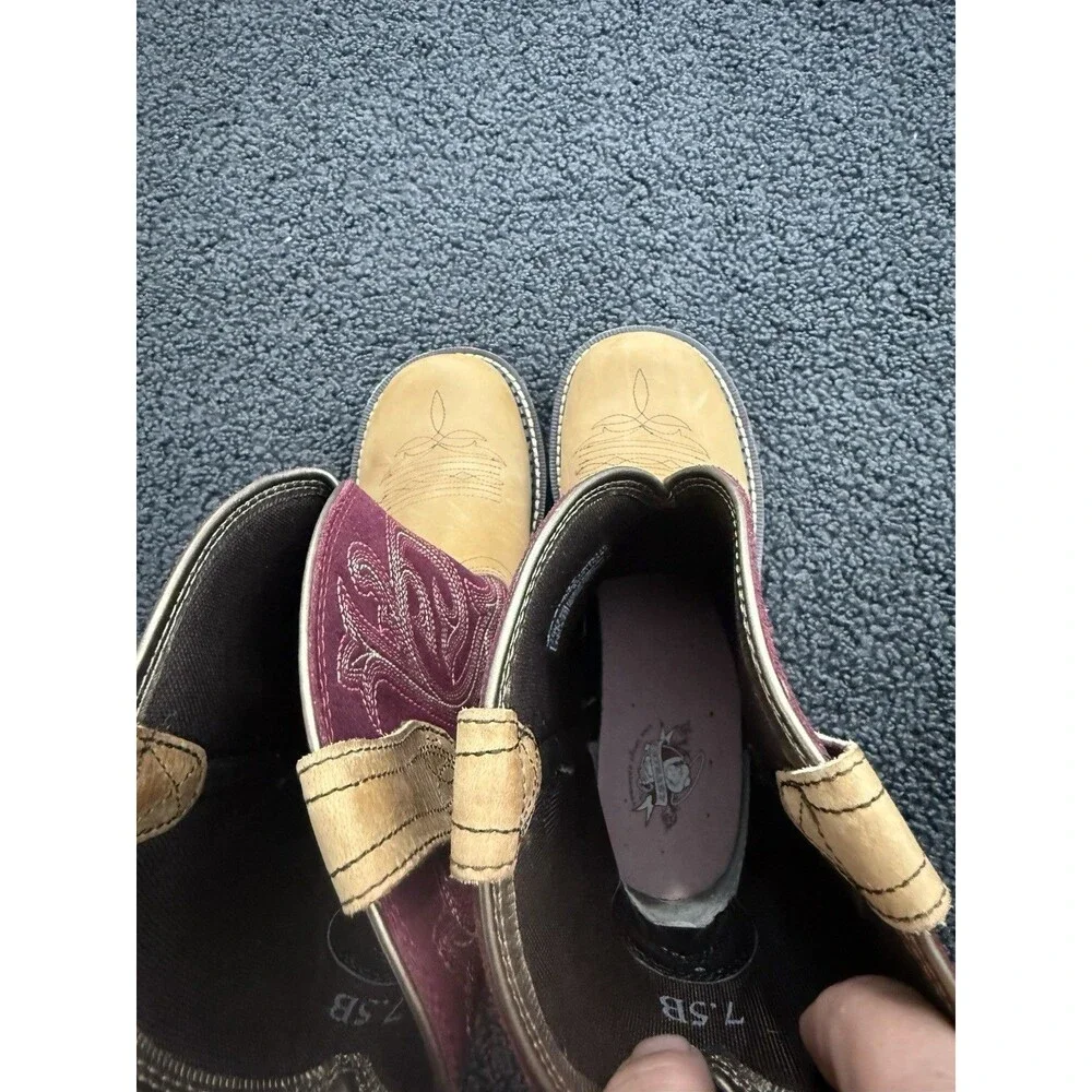Ariat Fatbaby Heritage Women Size 7.5B Boot Burgundy Tan Cowgirl Boot 10026116